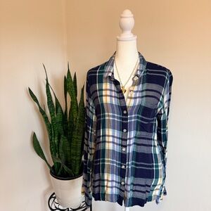 SO | Blue and Green Plaid Button Down Shirt